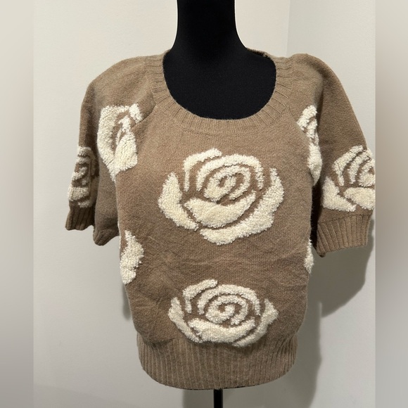 CIDER FLORAL KNIT SHORT SLEEVE SWEATER 2XL - Picture 1 of 7